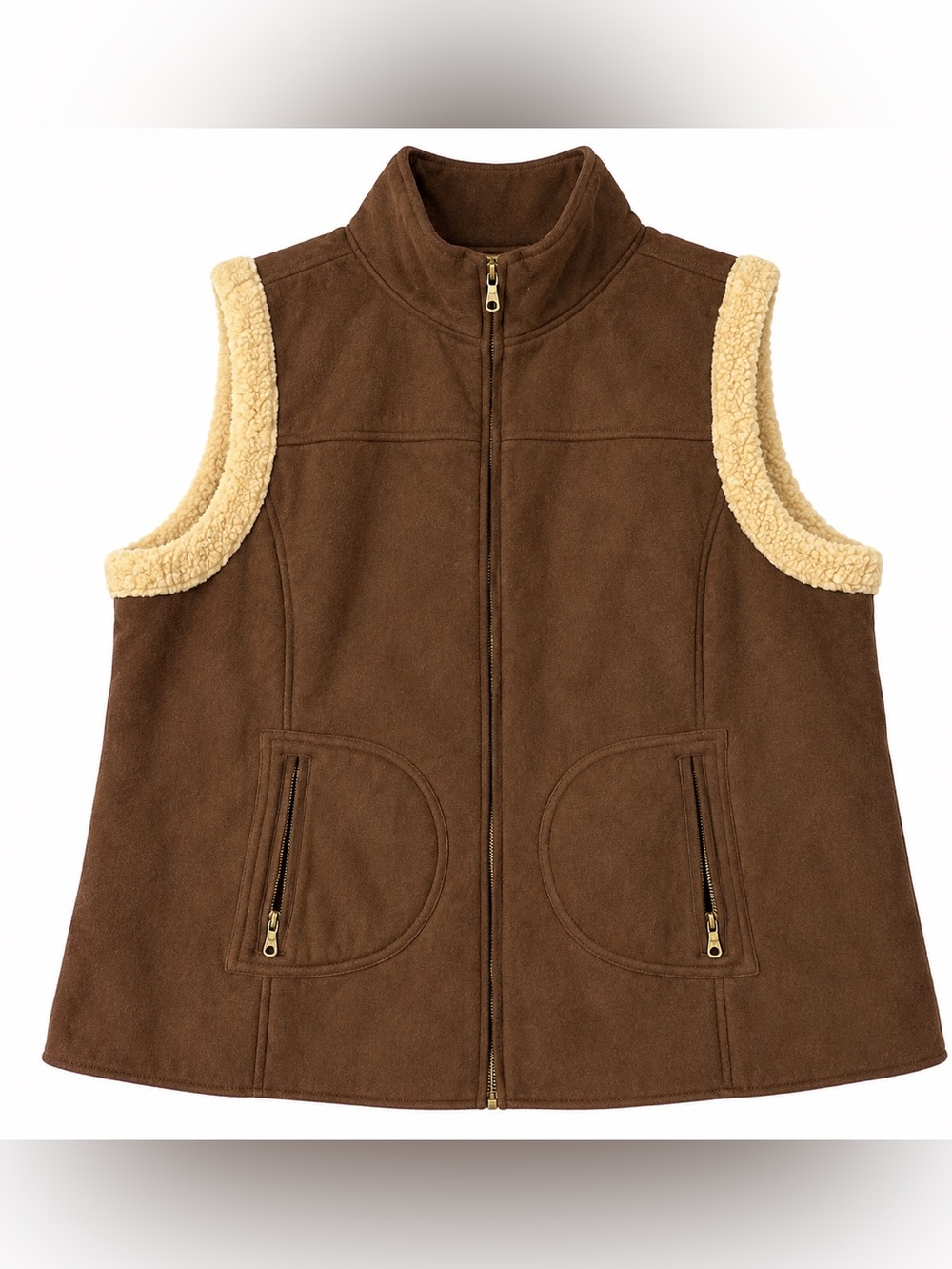 Vintage Tantrums Woman's Vest Size XXL Brown, Zip Closure, Zip Pockets.